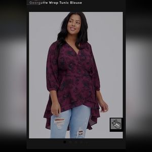 Torrid Skull Floral Wrap Tunic